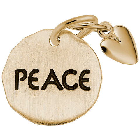 Peace Tag With Heart Charm In Yellow Gold