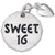 Sweet 16 Tag With Heart Charm In 14K White Gold
