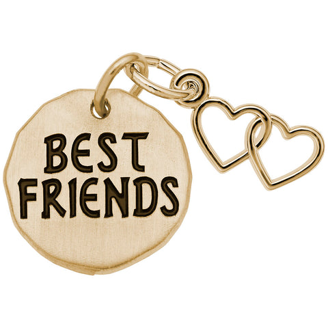 Best Friends Tag With Heart Charm in Yellow Gold Plated