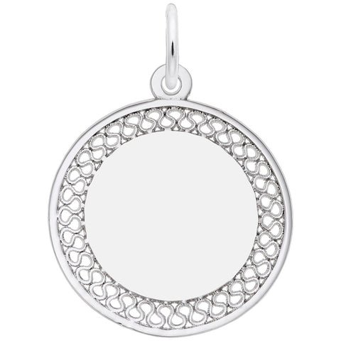 Filigree Disc Small Charm In 14K White Gold