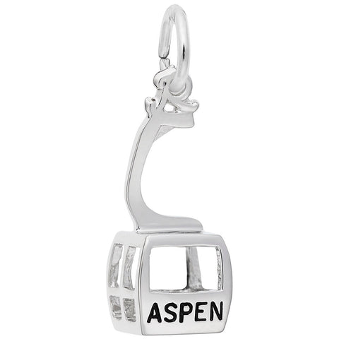 Aspen Gondola W/Black Charm In 14K White Gold