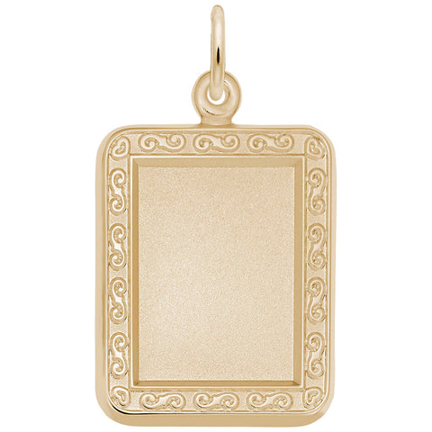 Rect. Scroll Charm in Yellow Gold Plated