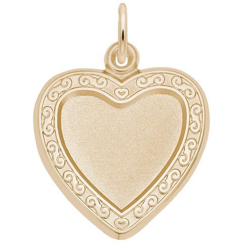 Heart Scroll Charm In Yellow Gold