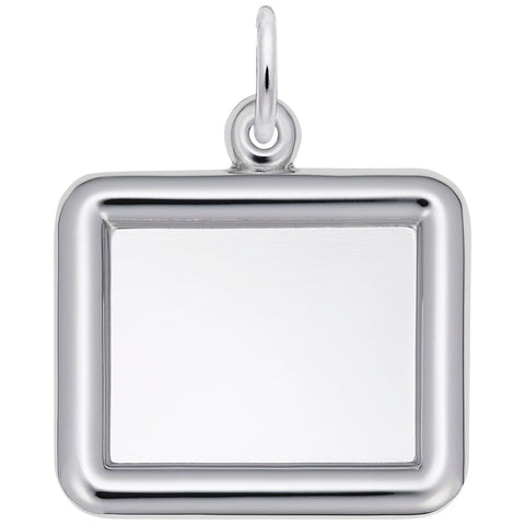 Rectangle Charm In 14K White Gold