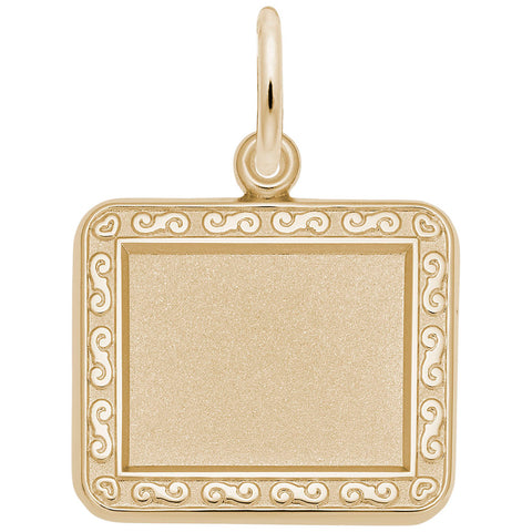 Rect. Hor. Scroll Charm In Yellow Gold