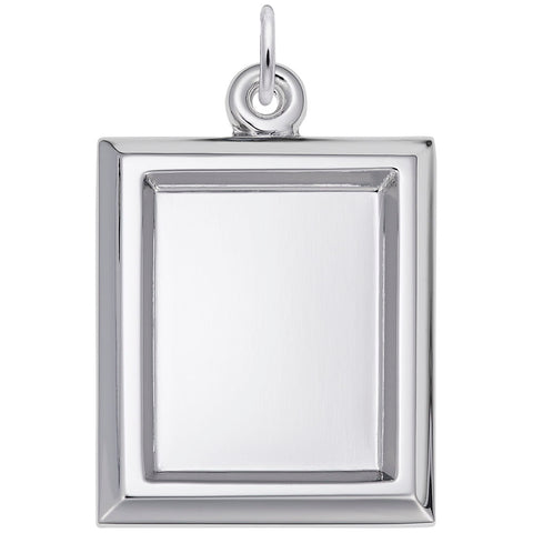 Large Rect Vertical Charm In 14K White Gold