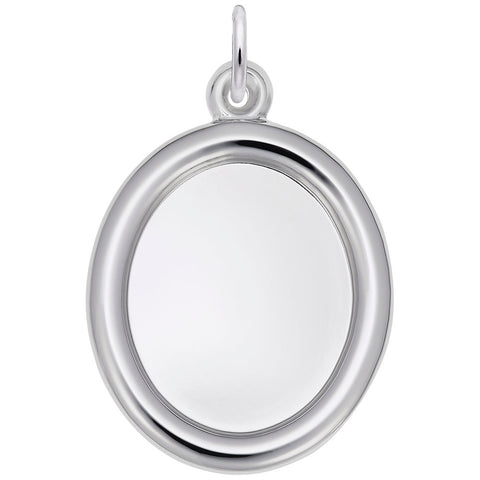 Large Oval Charm In Sterling Silver