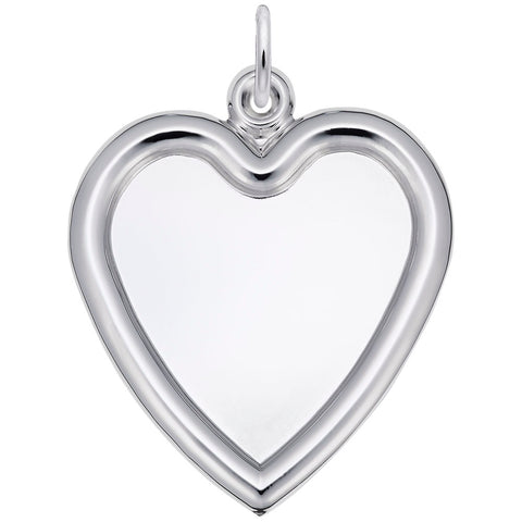Large Heart Charm In 14K White Gold