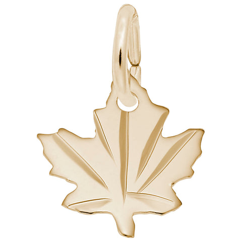 Maple Leaf Charm In Yellow Gold