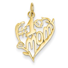 14k Gold #1 Mom Heart Charm hide-image