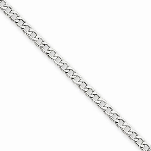 14K White Gold Semi-Solid Curb Link Chain Anklet