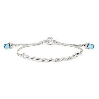 Blue Crystal Adjustable Bracelet in Sterling Silver