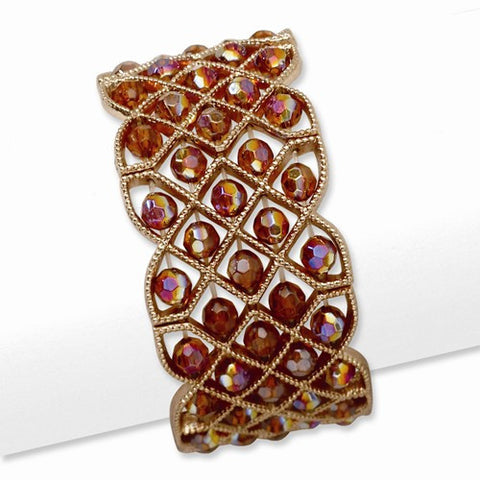 Copper-tone Copper Acrylic Beads Stretch Bracelet