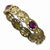 Brass-tone Purple Acrylic Stone Stretch Bracelet