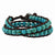 Stainless Steel Dyed Turquoise Leather Cord Multi Wrap Bracelet