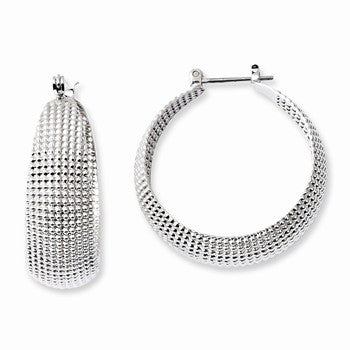 Silver-tone Textured Hoop Earrings