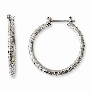 Silver-tone Textured Hoop Earrings