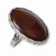 TRU Pewter Carnelian with Crystals, Size 6.5, Jewelry Ring