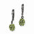 Black-plated Green Glass Stones Leverback Earrings