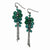 Black-plated Dark Green Glass Beads Dangle Earrings