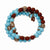 Copper-tone Aqua & Brown Acrylic Beads Wrap Bracelet