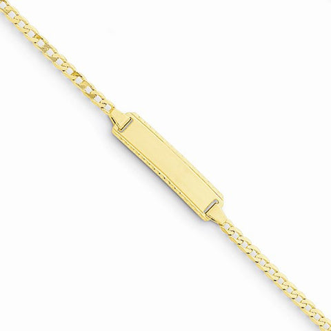 14K Yellow Gold Engraveable Curb Link Baby Child Id Bracelet
