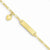 14K Yellow Gold Engraveable Figaro Link with Dangling Heart Baby Child Id Bracelet