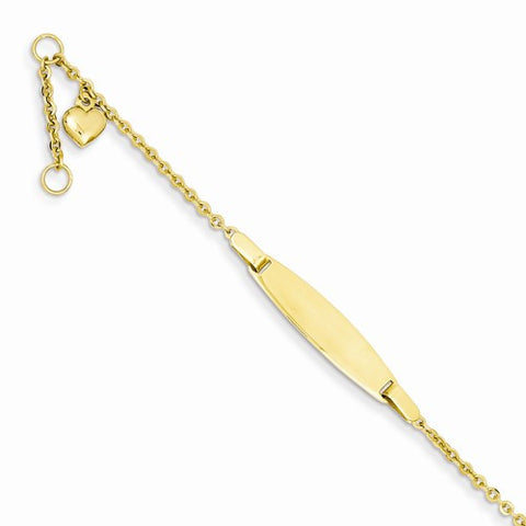 14K Yellow Gold Polished with Heart Baby Id Bracelet