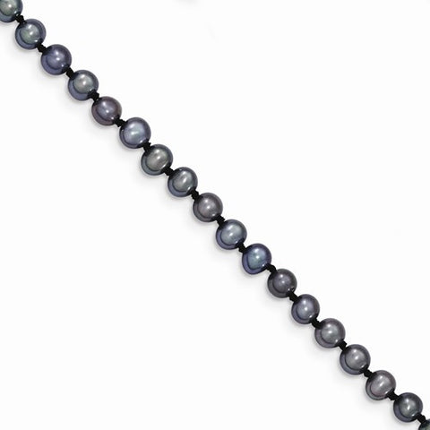 14K Yellow Gold 4-4.5Mm Black Freshwater Onion Cultured Pearl Bracelet