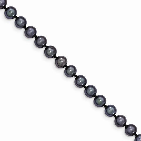 14K Yellow Gold 5-5.5Mm Black Freshwater Onion Cultured Pearl Bracelet