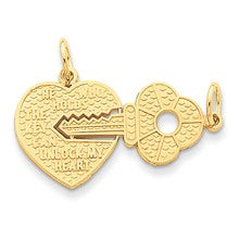 14k Gold Heart with A Key Charm hide-image