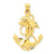 14k Gold Dolphin on Anchor Charm hide-image