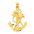 Dolphin on Anchor Charm in 14k Gold