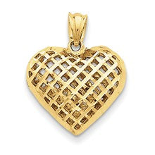 14k Gold Fancy Mesh Heart Charm hide-image