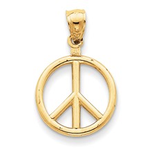 14k Gold Polished Peace Sign Charm hide-image