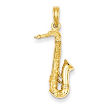 14k Gold Solid Polished 3-Dimensional Saxophone Charm hide-image