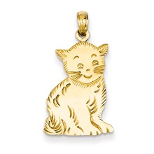 14k Gold Polished Cat Charm hide-image