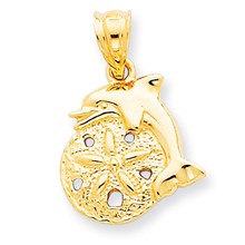 14k Gold Dolphin & Sand dollar Charm hide-image