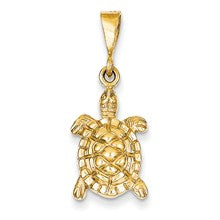 14k Gold Solid Polished Open-Backed Sea Turtle Charm hide-image