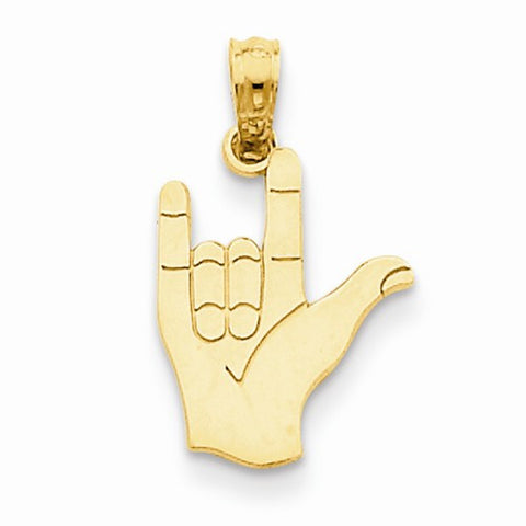 14k Gold I Love You Hand/ Sign Language Pendant, Pendants for Necklace