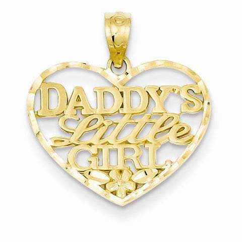 14k Gold D/C Daddy's Little Girl Heart Pendant, Pendants for Necklace