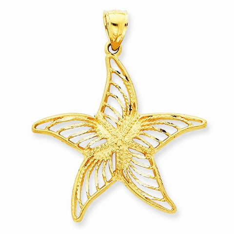 14k Gold Satin Filigree Starfish Pendant, Pendants for Necklace
