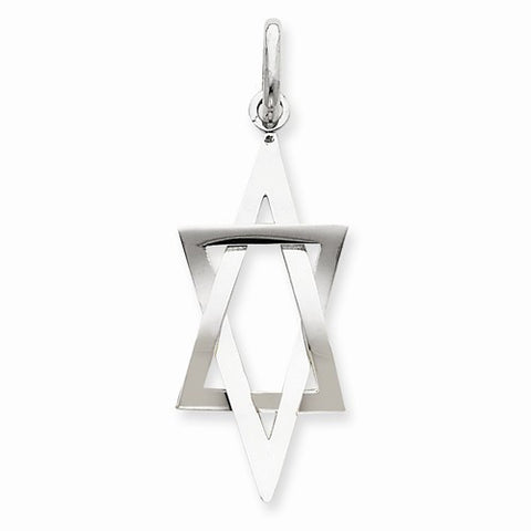 14k White Gold 3-D Elongated Star of David Pendant, Pendants for Necklace