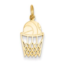14k Gold Basketball in Net Charm hide-image