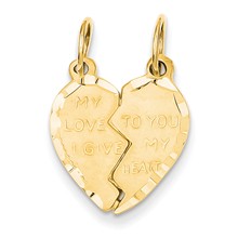 14k Gold Break Apart Heart Charm hide-image
