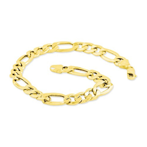 14K Yellow Gold Polished Solid Figaro Bracelet