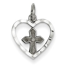 14k White Gold Cross in Heart Charm hide-image