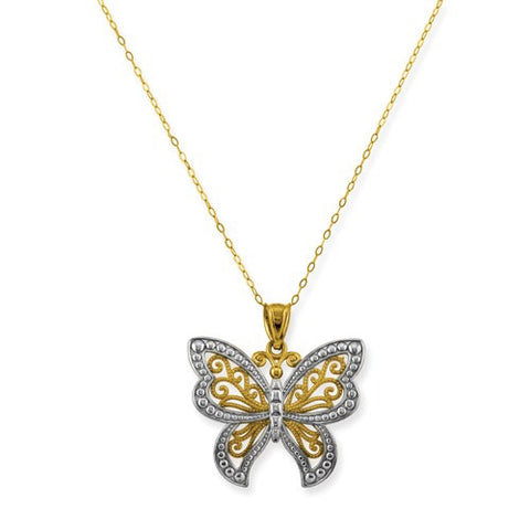 10K Yellow Gold Butterfly Pendant On Chain