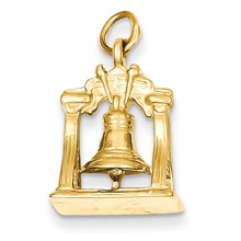 14k Gold Solid Polished 3-Dimensional Liberty Bell Charm hide-image