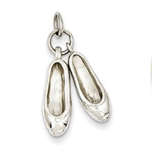 14k White Gold Solid Polished 3-Dimensional Moveable Ballet Slippers Charm hide-image